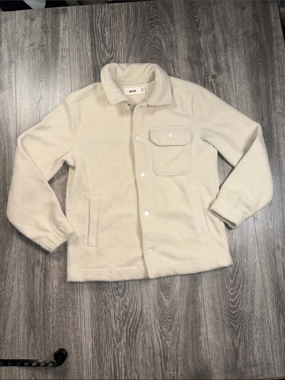 HollisterCream Sherpa Button-Up Jacket Teen Girl XS 100% Polyester